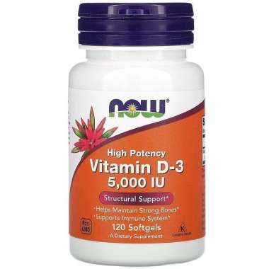 Vitamin D3 5000IU NOW Foods isi 120 softgels (VITAMIN D3 5000 IU)