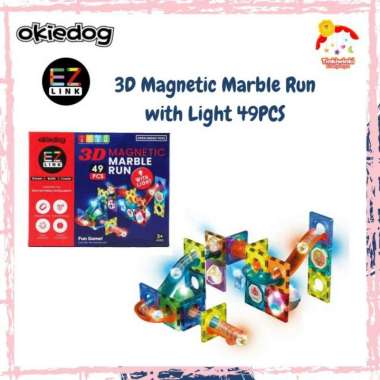 Okiedog EZ Link 3D Magnetic Marble Run with Light 49PCS