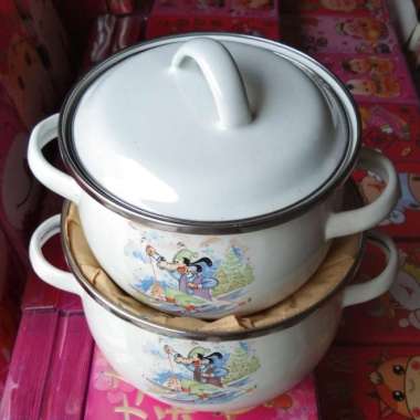 panci enamel kedaung 1 set isi 2 ORI 100% Multicolor