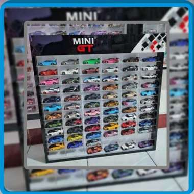 Rak Diecast Mini GT Loose Bahan Acrylic / Akrilik Skala 1:64 Isi 72 Hitam