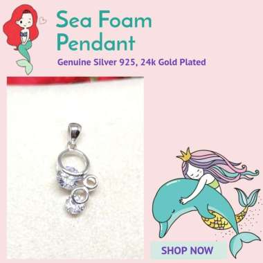 BCL354 PERHIASAN KALUNG LIONTIN SEA FOAM PERAK SILVER 925 LAPIS EMAS PUTIH ASLI ORIGINAL KALUNG N LI