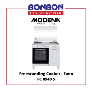 Kompor Freestanding Modena FC 8940 S, 4 Tungku Gas dengan Oven dan Grill Stainless Steel Silver