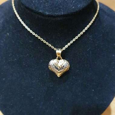Set kalung + liontin hati emas asli