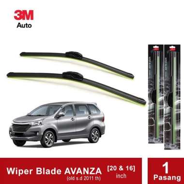 3M Wiper Frameless Mobil Toyota Avanza - Ukuran 20 dan 16 inch Hitam