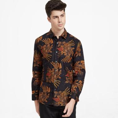 Odza Padi Mas Batik Lengan Panjang Pria - Black/Brown