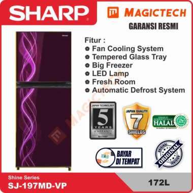 KULKAS SHARP 2 PINTU SJ-197MD-VP 172L - PINK MERAH MUDA