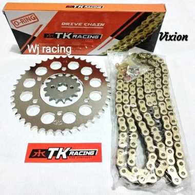 Gear Set TK Racing Vixion Old / New Vixion rantai O-Ring 428HPO Chrome