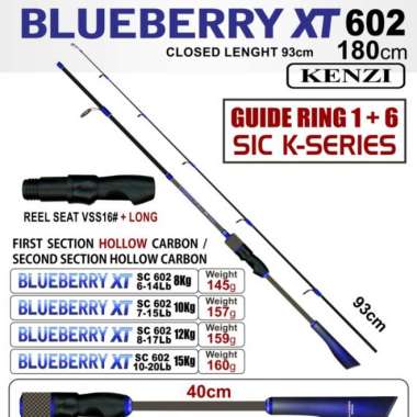 joran pancing kenzi blueberry xt carbon 180 cm - Biru, 20lb Multicolor