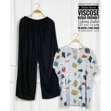 One Set Babydoll Kulot JUMBO Rayon Viscose Friendly Setelan Piyama Babydoll Rayon Viscose Friendly S