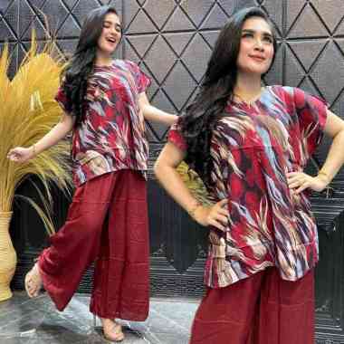 One Set Babydoll Kulot JUMBO Rayon Viscose Friendly Setelan Piyama Babydoll Rayon Viscose Friendly A