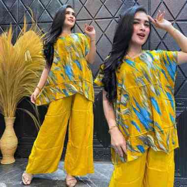 One Set Babydoll Kulot JUMBO Rayon Viscose Friendly Setelan Piyama Babydoll Rayon Viscose Friendly A