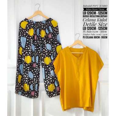One Set Babydoll Kulot JUMBO Rayon Viscose Friendly Setelan Piyama Babydoll Rayon Viscose Friendly S