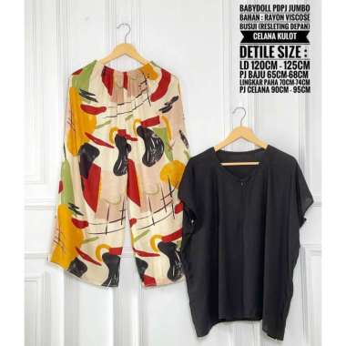 One Set Babydoll Kulot JUMBO Rayon Viscose Friendly Setelan Piyama Babydoll Rayon Viscose Friendly S