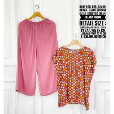 One Set Babydoll Kulot JUMBO Rayon Viscose Friendly Setelan Piyama Babydoll Rayon Viscose Friendly S