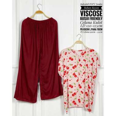 One Set Babydoll Kulot JUMBO Rayon Viscose Friendly Setelan Piyama Babydoll Rayon Viscose Friendly S