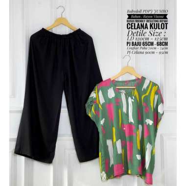 One Set Babydoll Kulot JUMBO Rayon Viscose Friendly Setelan Piyama Babydoll Rayon Viscose Friendly S