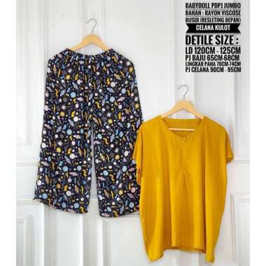 One Set Babydoll Kulot JUMBO Rayon Viscose Friendly Setelan Piyama Babydoll Rayon Viscose Friendly S