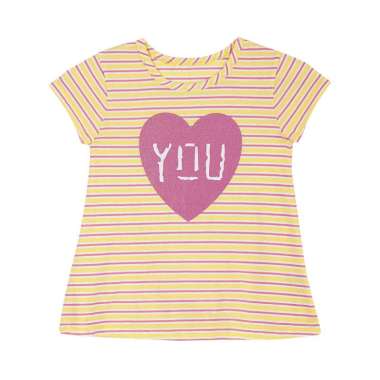 TORIO Basic T-Shirt Pink Heart - Baju Atasan Anak Perempuan - Kaos Anak Perempuan 11-12 tahun
