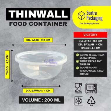 Victory - Thinwall Bulat 200ml / Mangkok Plastik / Packaging / Cup Salad - PACK