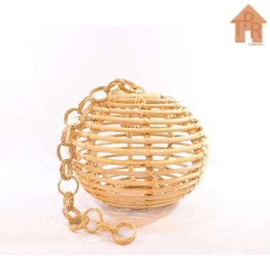 Rotan Kap Lampu Gantung - Lampion Rotan Model Jeruji Bulat D30