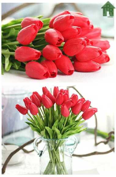 Bunga Artifisial / Bunga Simulasi  Tulip Pu Spray P32  Merah