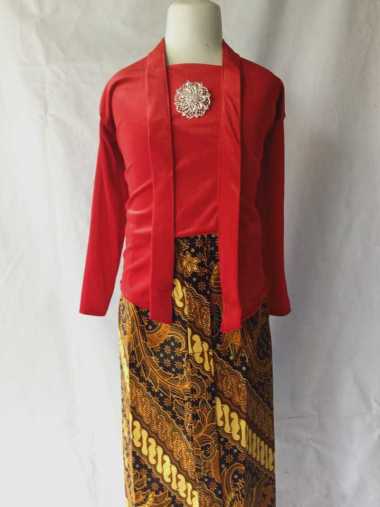 Kebaya Bludru Bayi dan Anak Merah Model Kutubaru Cantik TK