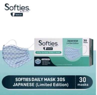 Masker Softies Daily Earloop 3 ply 30s Box isi 30 Daily Polos