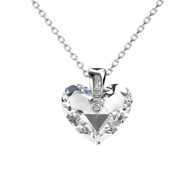 Zephyr Heart Pendant - Kalung Crystal by Her Jewellery White Gold