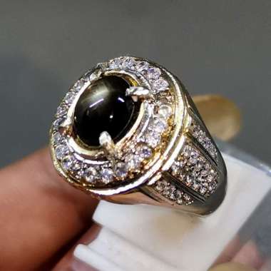 Cincin Permata Black Safir Star Bangsing Bagus Ori Hitam