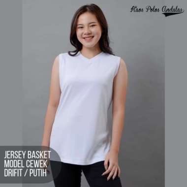 Jersey basket polos cewek baju olahraga wanita polos bahan drifit - Putih S Putih