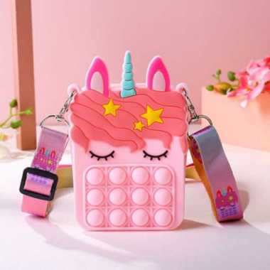 POP IT RAINBOW UNICORN TAS SELEMPANG ANAK VIRAL TIKTOK / NEW TAS UNICORN PONI PINK