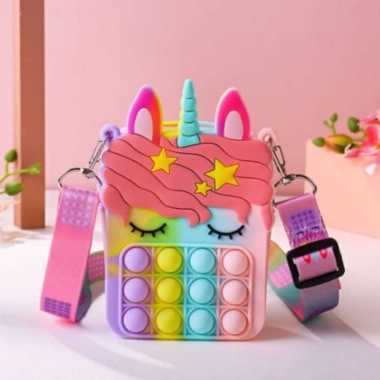 POP IT RAINBOW UNICORN TAS SELEMPANG ANAK VIRAL TIKTOK / NEW TAS UNICORN PONI RAINBOW