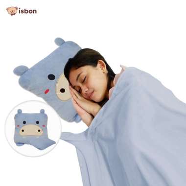 Balmut bantal selimut anak bayi motif hippo warna blue bahan premium karakter kuda nil yang cocok un