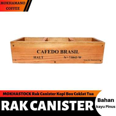 MOKHASTOCK Rak Canister Kopi Box Jar Kopi Cafe Alat Foto Coklat Tua