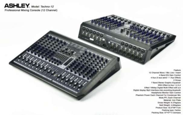 audio mixer 12 ch Ashley Techno 12 Techno12 Original Produk 12 Channel
