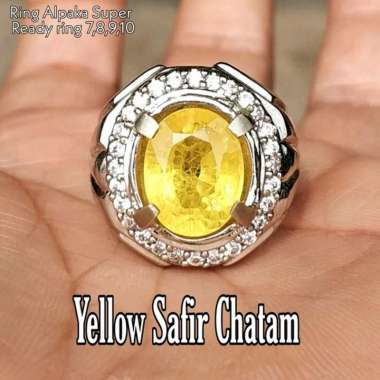 CINCIN BATU AKIK PERMATA YELLOW SAFIR CHATAM CUTING GLAMOUR 10mohs RING 7