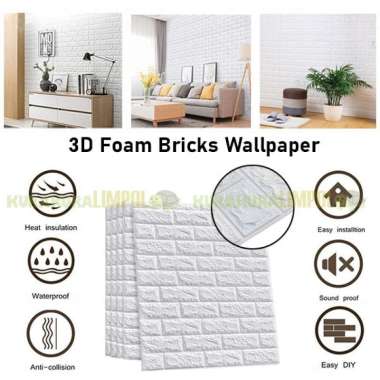 Wallpaper Dinding Stiker TEBAL 3D Foam Batu Bata 70 x 77 cm 70x77cm