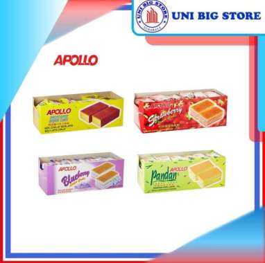 Apollo Layer Cake Chocolate Pandan Blueberry Strawberry 24 Pcs BOX Pandan