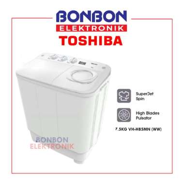 Toshiba Mesin Cuci 2 Tabung 6.5KG VH-H75MN (WW) / VHH 75 MN / VHH75MN