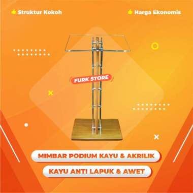 Mimbar Podium Akrilik Kayu, Podium Minimalis Lectern LEC10