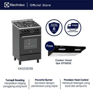 Kompor Freestanding Electrolux EKG5303B dengan Oven 62L