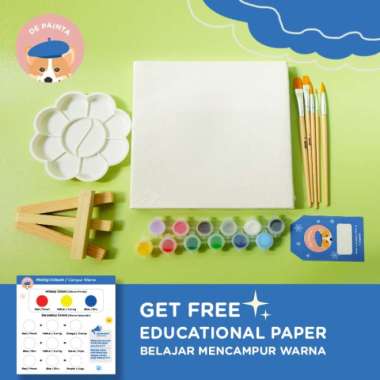 Paket Melukis / Belajar Warna Untuk Anak /Set Alat Lukis Anak 1 Kanvas Multicolor