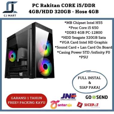 PC Rakitan i5/CPU CORE i5/DDR 4GB/HDD 320GB - Hose 4GB Hose 8GB
