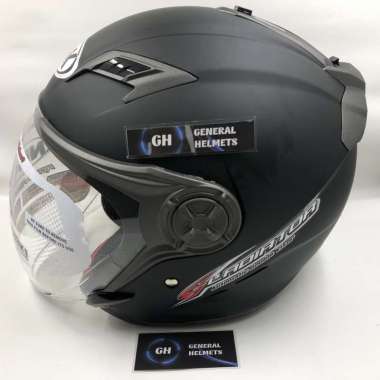 HELM NHK GLADIATOR SOLID BLACK DOFF HITAM DOP DOUBLE VISOR M