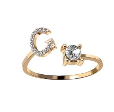 OEM SK-K59 Cincin Huruf Gold Stainless Inisial Nama Cincin Alphabet / Cincin Abjad Huruf A-Z Wanita