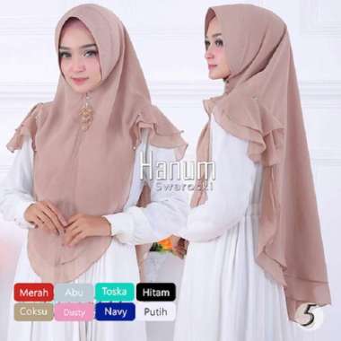 Jilbab Instan Hijab Kerudung Khimar Syari Ceruti Sifon Hanum SWAROSKI Putih