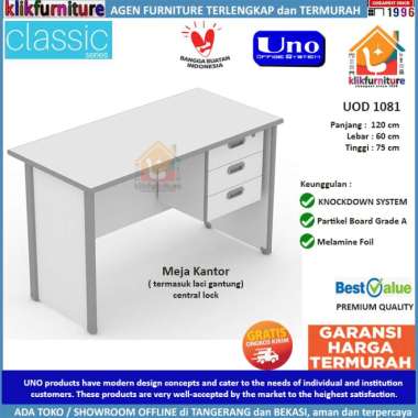 UOD 1081 UNO Meja Kerja Meja Kantor Meja Tulis 3 Laci 120cm