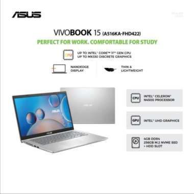 Asus A516KA FHD421/422 N4500 4GB 256GB WIN11+OHS 15.6"FHD Silver