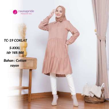 Tunik Rauna Terbaru / TC - 15, 16, 17, 18, 19, 20, 21 / Fashion Muslim S coklat