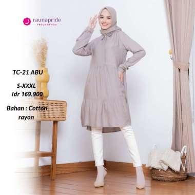 Tunik Rauna Terbaru / TC - 15, 16, 17, 18, 19, 20, 21 / Fashion Muslim XXL abu